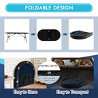 Costway Foldable, USB Ports, LED Lights 10 Player Poker Table, Blue/Black