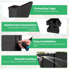 Gymax Outdoor PVC Privacy Panels 2 - Pack Picket Fence W/ 3 Cuspidal Foot Stakes Black