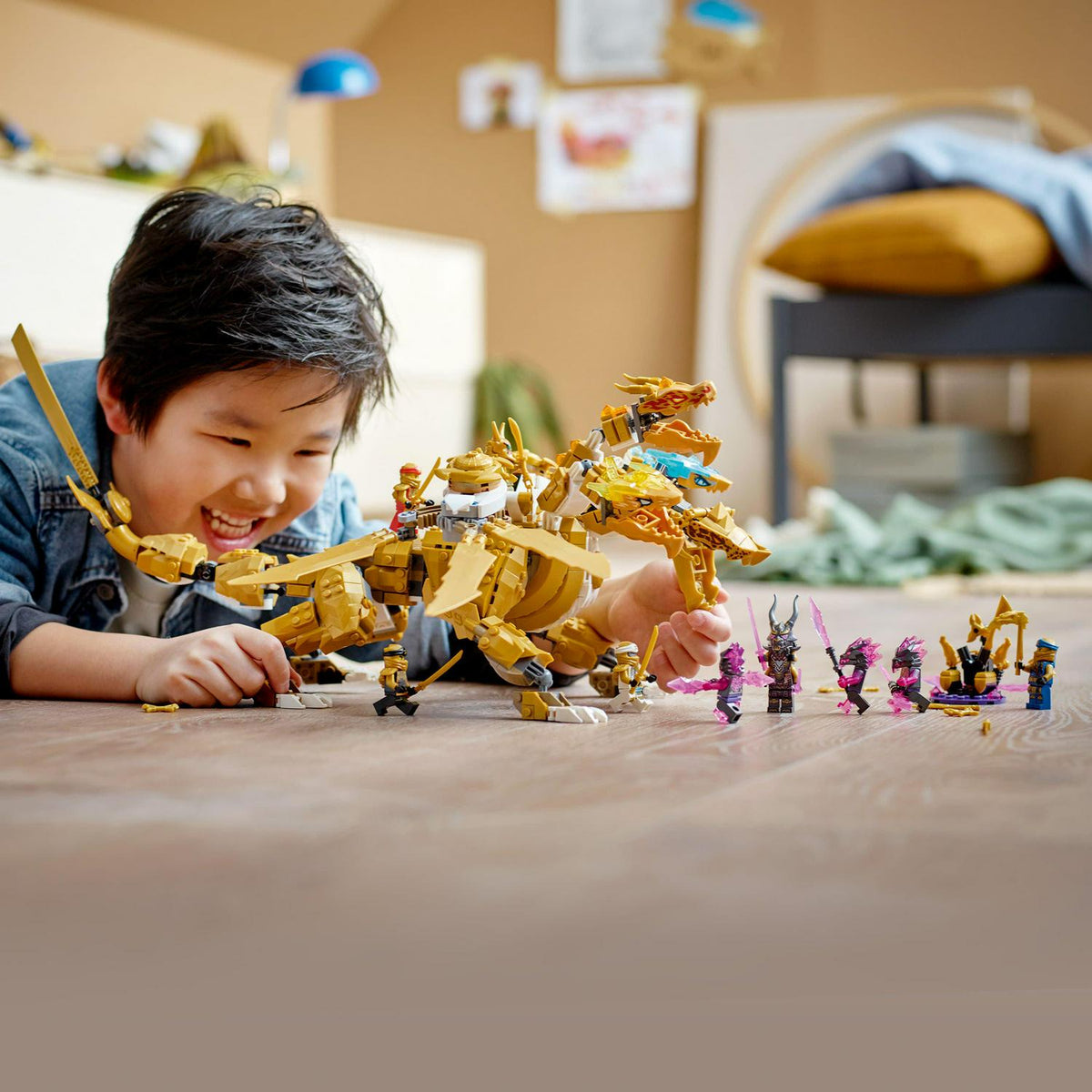 LEGO NINJAGO Lloyd'S Golden Ultra Dragon Toy for Kids. 71774 Large 4 Headed Action Figure with Blade Wings Plus 9