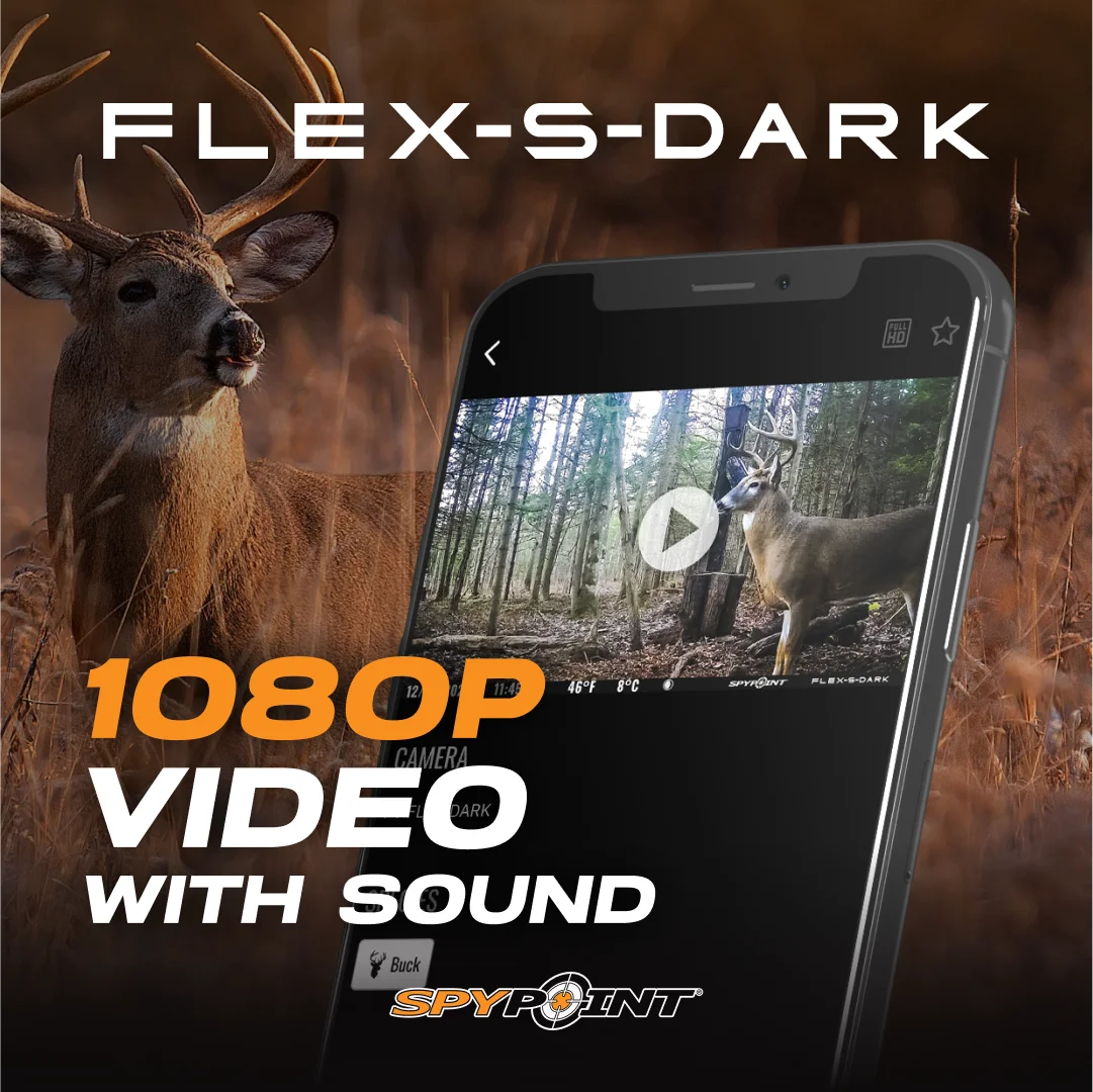 SPYPOINT Flex - S Dark Solar Outdoor Cellular Trail Camera - Integrated Solar Panel, No WiFi Needed, Night Vision