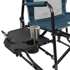 GCI Outdoor Freestyle Rocker with Side Table Foldable Rocking Camp Chair, Heathered Pewter