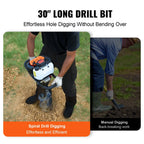 KFFKFF Gas Earth Auger, 52CC 1450W, Includes 8 Drill Bit & Extension Rod, Ideal for Garden, Farmland Fence