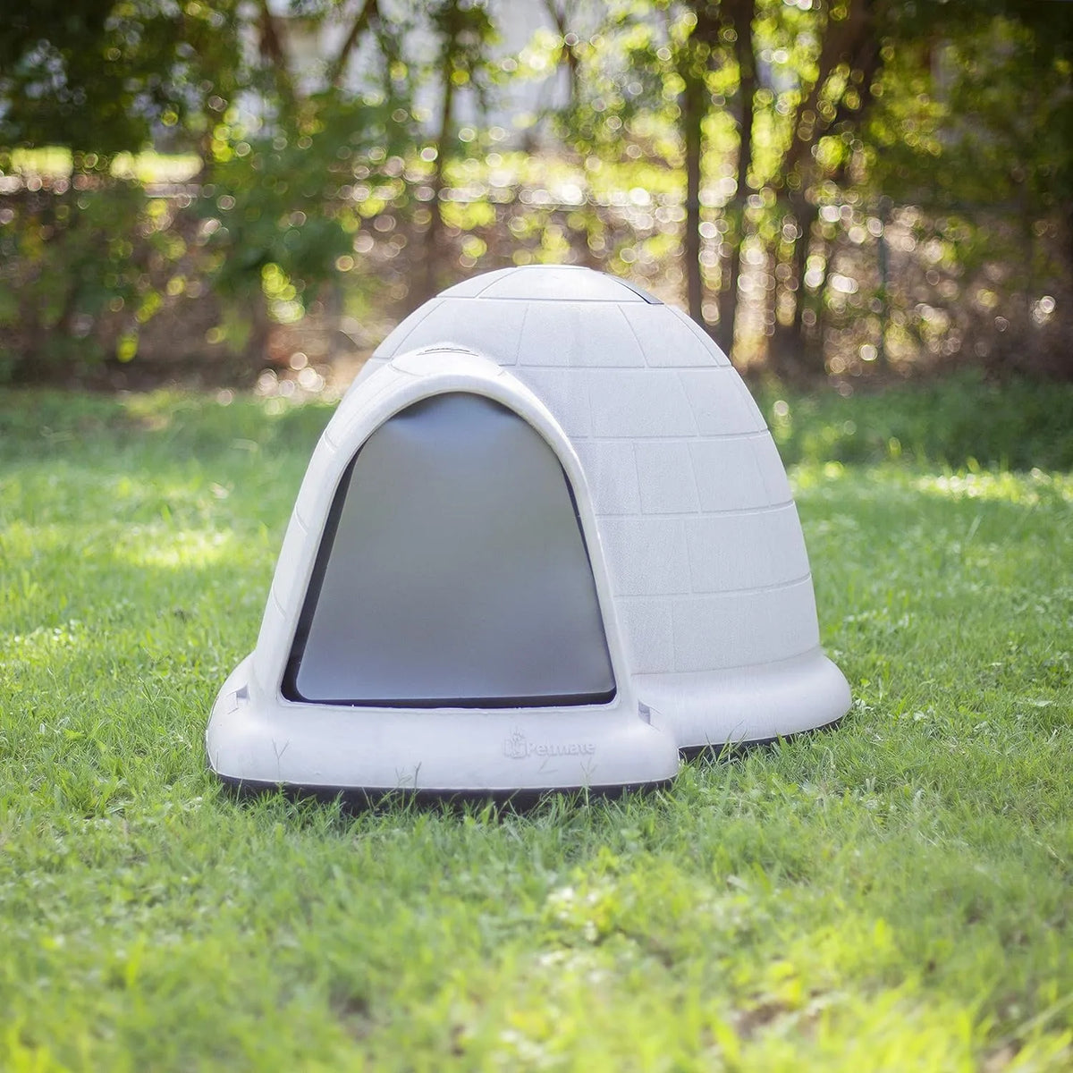 Petmate Indigo Dog House (Igloo Dog House. Made in USA with 90% Recycled Materials. All-Weather Protection Pet