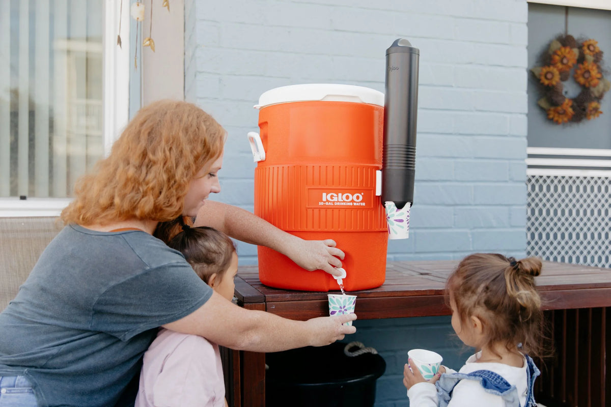 Igloo 10 - Gallon Seat Top Water Jug with Cup Dispenser - Orange