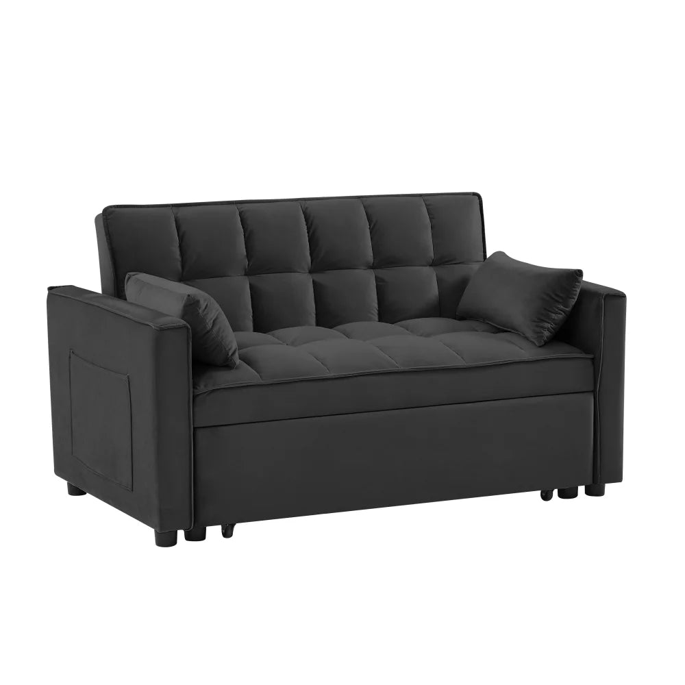 55 in Convertible Futon Sofa Bed, Modern Loveseat Sleeper Sofa Couch with Pull - Out Sofa Bed for Living Room, Small