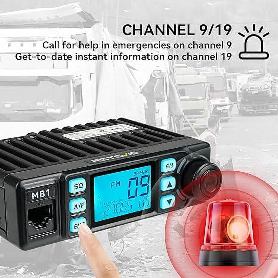 MB1 CB Radio[with CB Antenna], AM/FM CB Mobile Radio Bundle with Coaxial Cable, 40 Channel Base Station, Noise