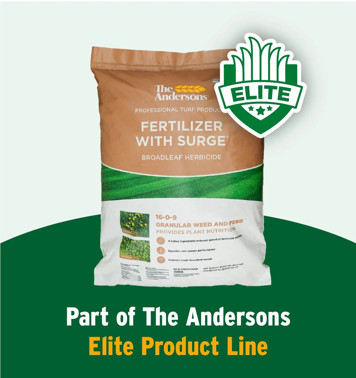 The Andersons Professional Surge Weed and Feed 16 - 0 - 9 Post - Emergent Weed Control and Fertilizer - Covers up to