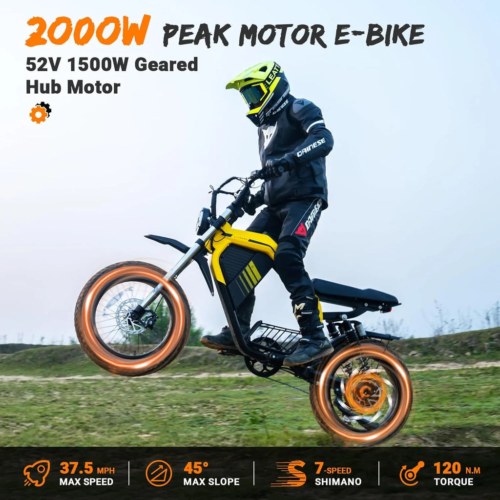 Luckeep M5 Electric Bike for Adults/Teen, 1500W Peak Motor, Max 32MPH, 48V 15AH Battery, Max 60 Miles Electric