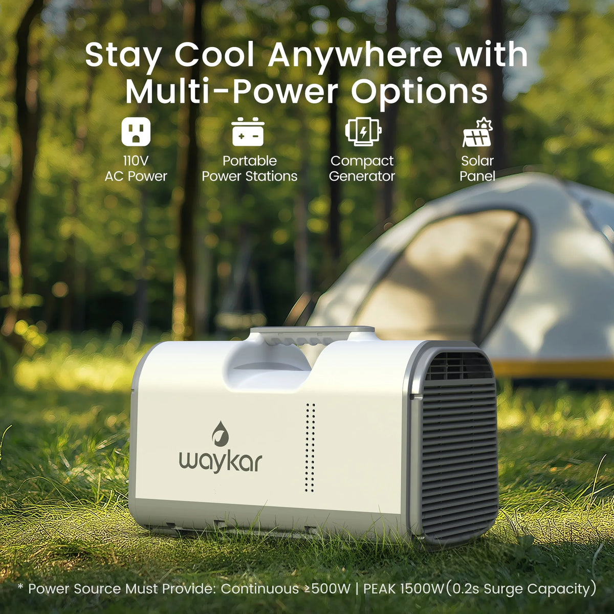 Waykar 4500BTU Portable Air Conditioner for Tent, Camping, RV, 130 Sq. Ft., Low Noise, Remote Control