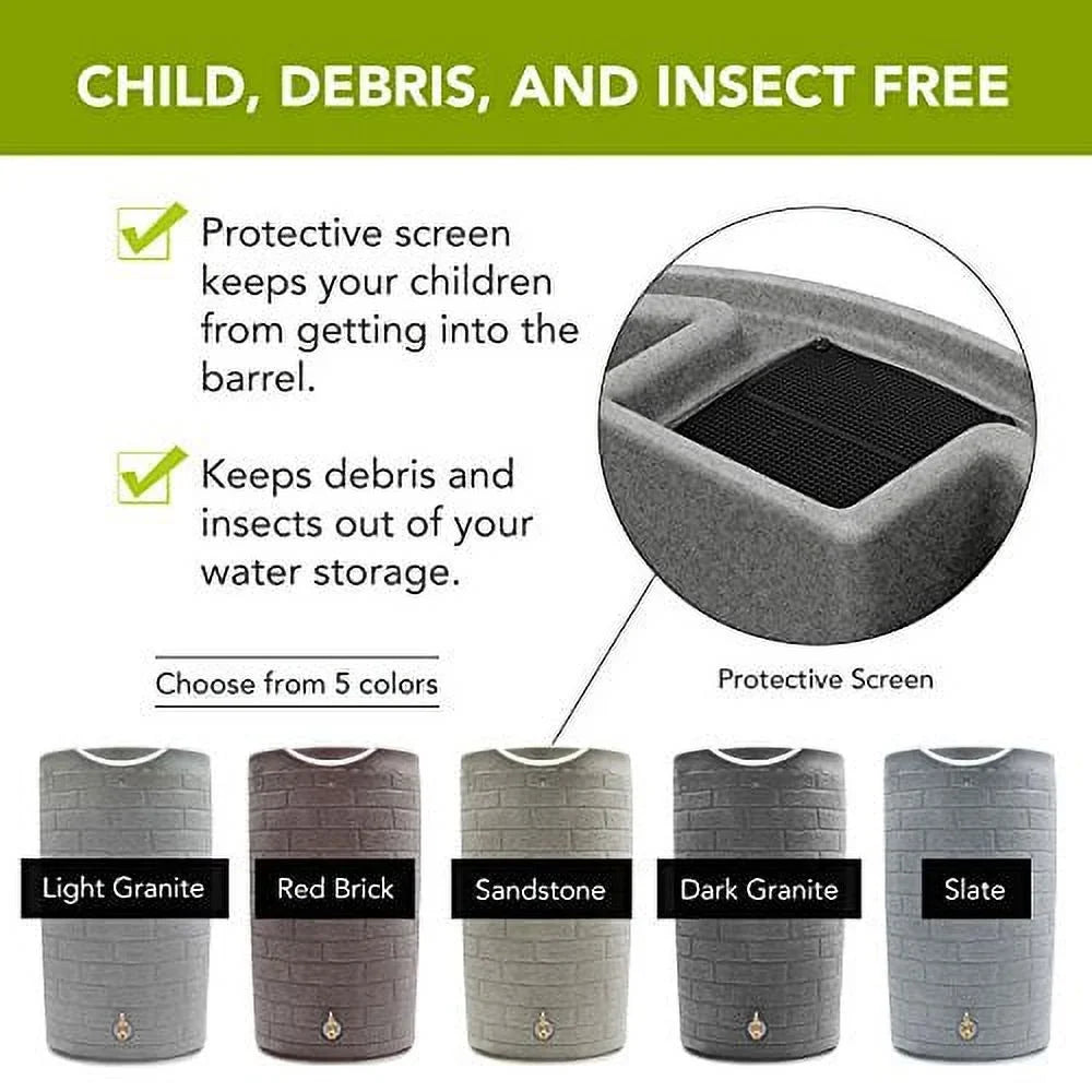 Good Ideas IMP - D50 - DAR Impressions Downton Rain Saver Rain Barrel, 50 Gallon, Dark Granite