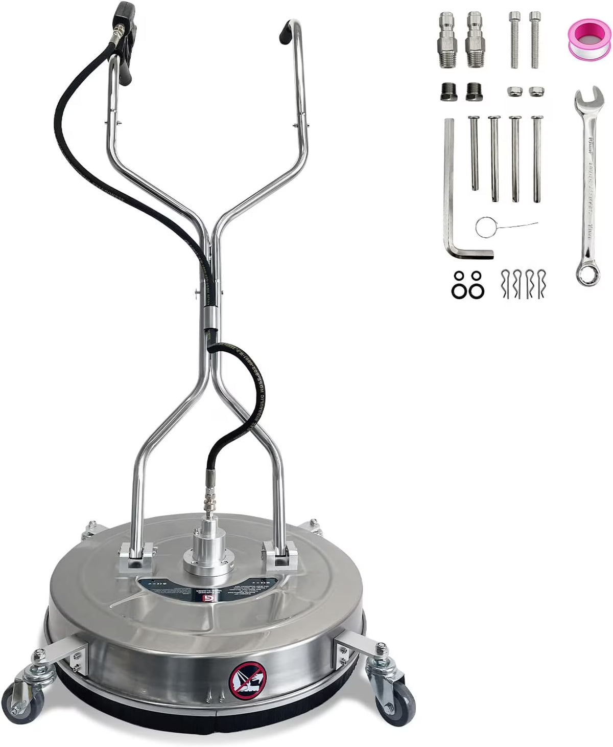 Garvee 24" Pressure Washer Surface Cleaner with Dual Handles - Stainless Steel, 4 - Wheel Design for Driveways