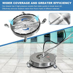 Garvee 24" Pressure Washer Surface Cleaner with Dual Handles - Stainless Steel, 4 - Wheel Design for Driveways