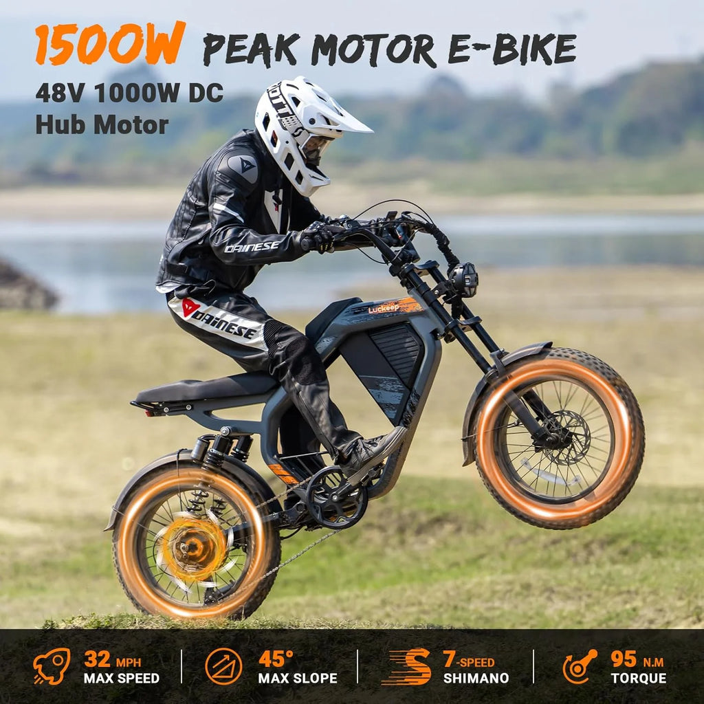 Luckeep M5 Electric Bike for Adults/Teen, 1500W Peak Motor, Max 32MPH, 48V 15AH Battery, Max 60 Miles Electric