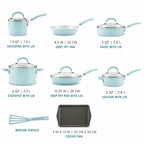 13 Pc Nonstick Aluminum Pots and Pans Set Light Blue Shimmer Cookware Set with Lids for Kitchen Cooking