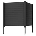 Gymax Outdoor PVC Privacy Panels 2 - Pack Picket Fence W/ 3 Cuspidal Foot Stakes Black