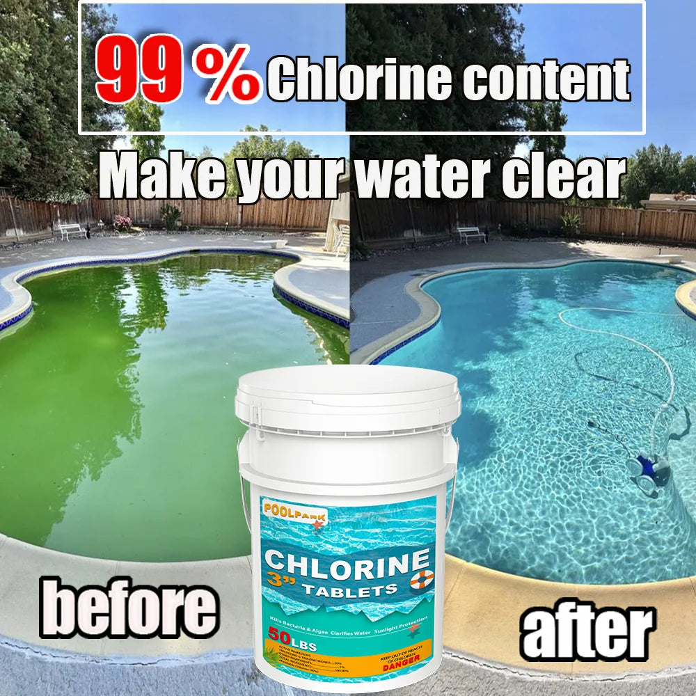 50 lb Pool & Spa Chlorine Tablets Pool Supplies 50 Pounds 3 in Chlorine Stabilizer Hot Tubs Bathtub Chlorinating Tablets
