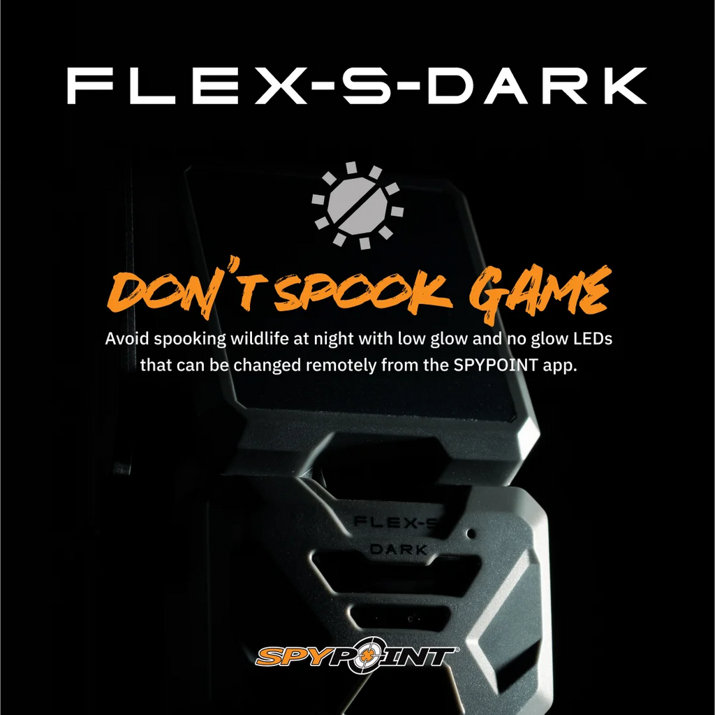 SPYPOINT Flex - S Dark Solar Outdoor Cellular Trail Camera - Integrated Solar Panel, No WiFi Needed, Night Vision