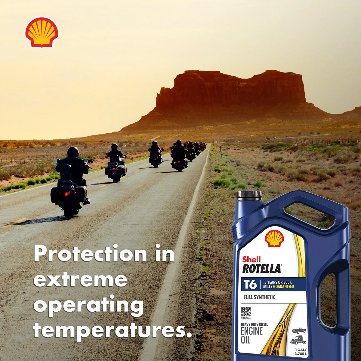 (3 Pack) Shell Rotella T6 Full Synthetic 15W - 40 Motor Oil, 1 Gallon (3 Pack)