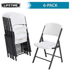 Lifetime Commercial Grade Folding Chairs, 6 Pack, Adult Sized, White Granite (80747)