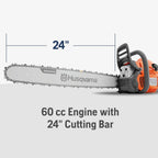 460 Rancher Gas Powered Chainsaw. 60.3-cc 3.6-HP. 2-Cycle X-Torq Engine. 24 Inch Chainsaw with Automatic Adjustable