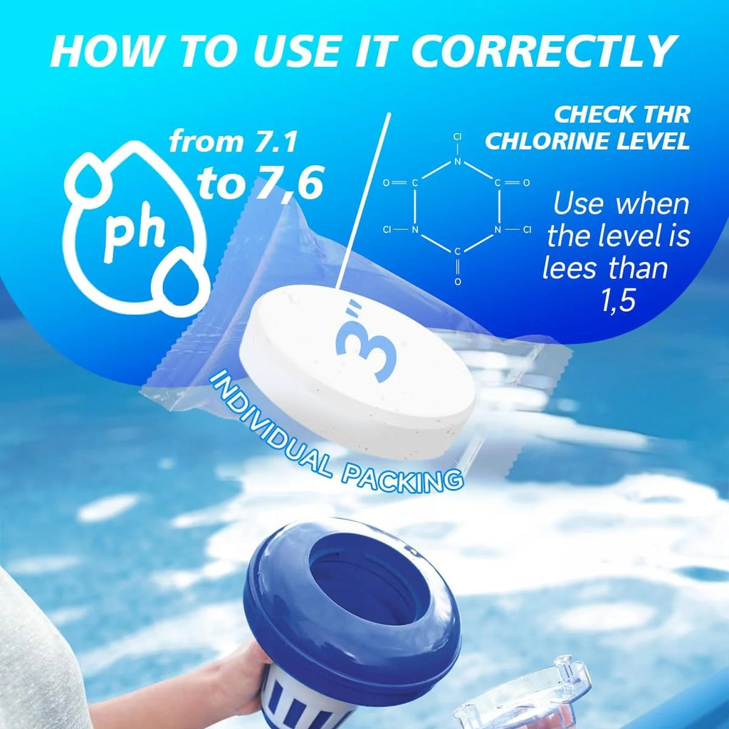 50 lb Pool & Spa Chlorine Tablets Pool Supplies 50 Pounds 3 in Chlorine Stabilizer Hot Tubs Bathtub Chlorinating Tablets