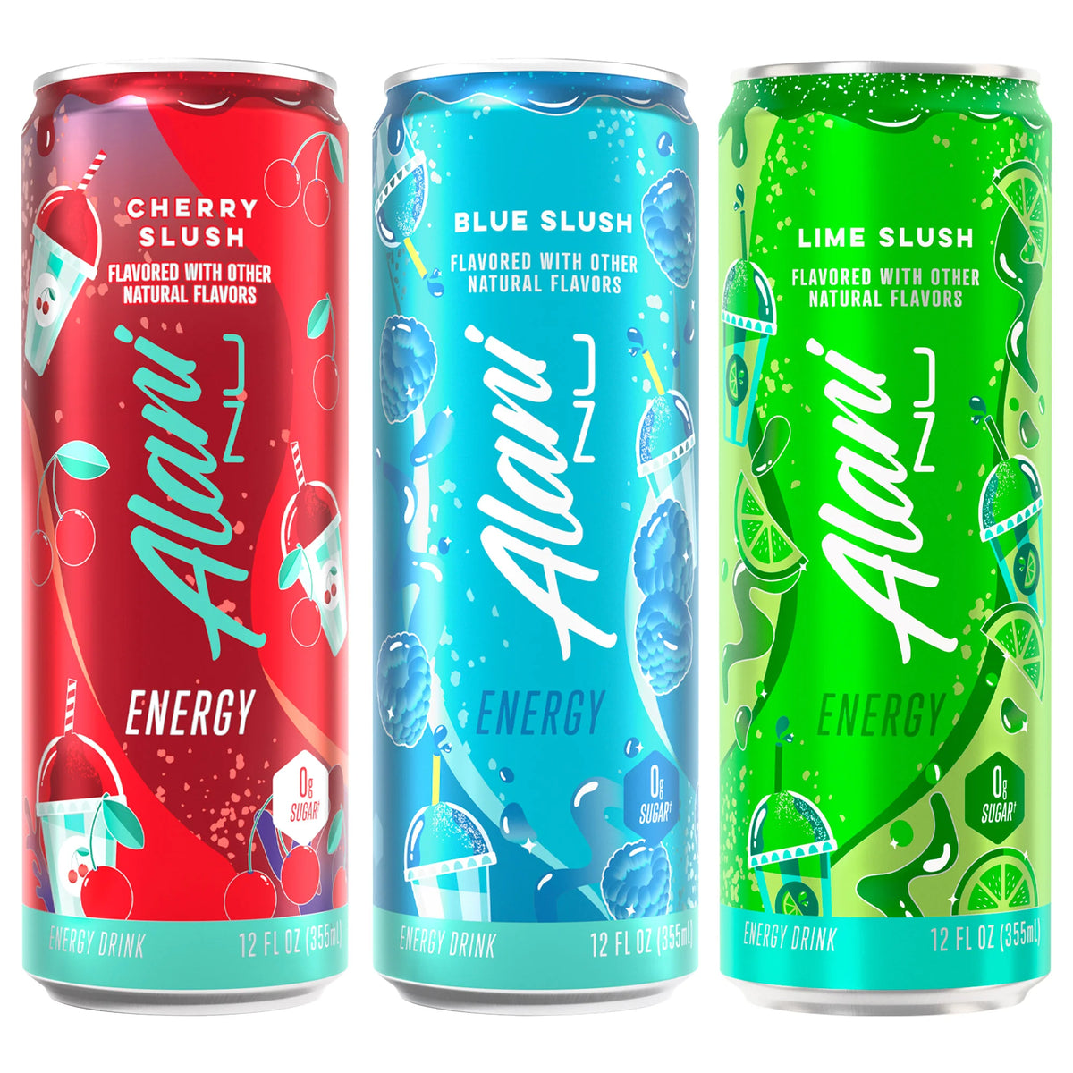 Alani Nu Energy Drink, Lime Slush Variety Pack, 12 Fl Oz, 18 - Count