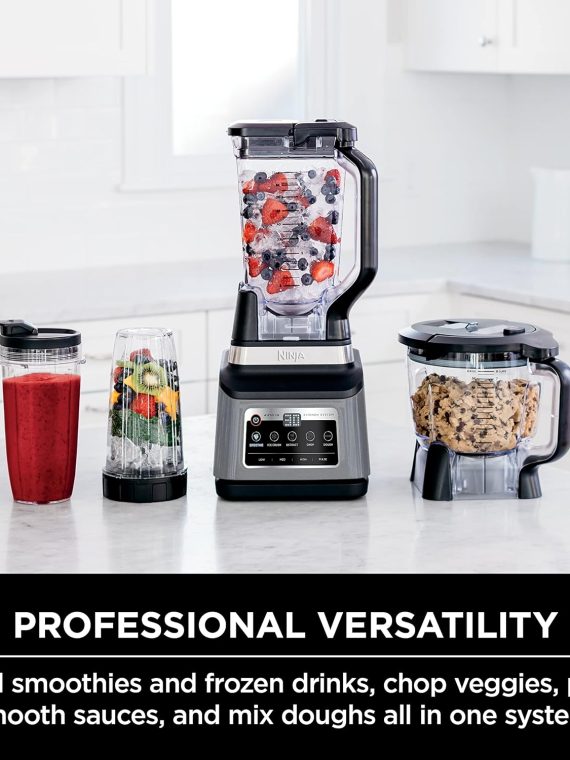 Ninja BN801 Professional Plus Kitchen System 1400 WP 5 Functions for Smoothies Chopping Dough & More with Auto IQ